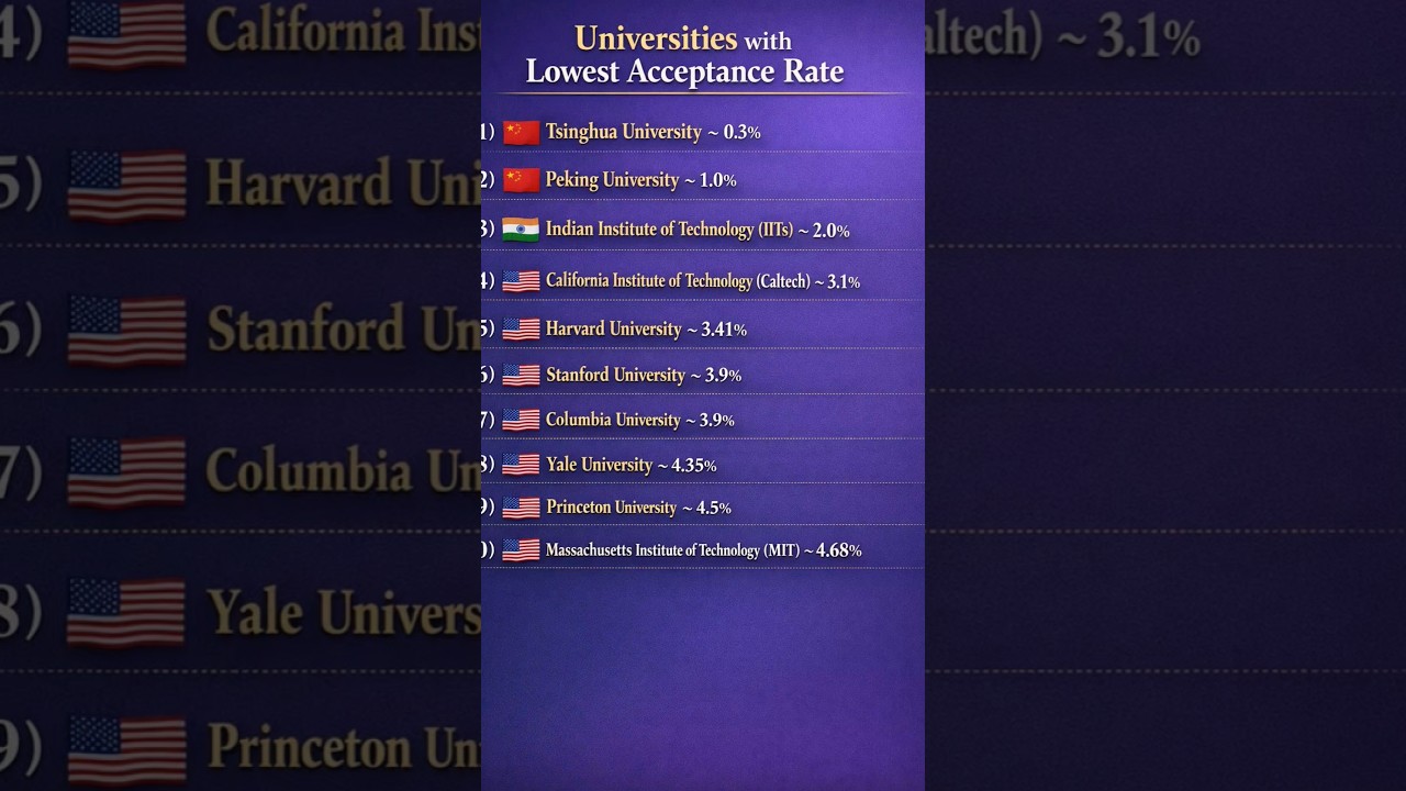 Top 10 universities with the Lowest Acceptance Rate ( SHOCKINGLY EXCULUSIVE ) 2026