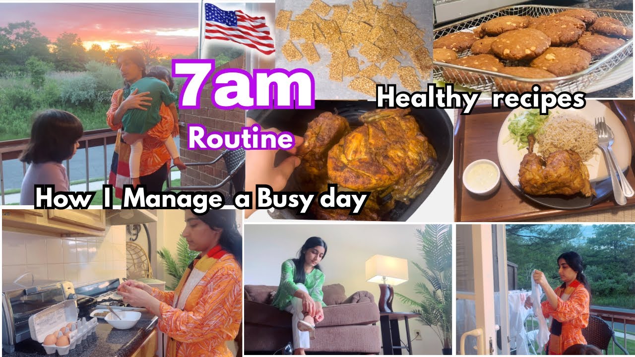 7am Morning Routine | Mom Of 2 Busy Morning to Evening Routine in 🇺🇸| Lunch-Box Healthy Recipes |