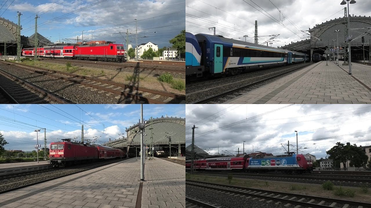 Bahnverkehr in Dresden-Neustadt mit Br 114 & 143, Eurocitys, ICEs, Werbelok, DB KISS, Güterzügen uvm
