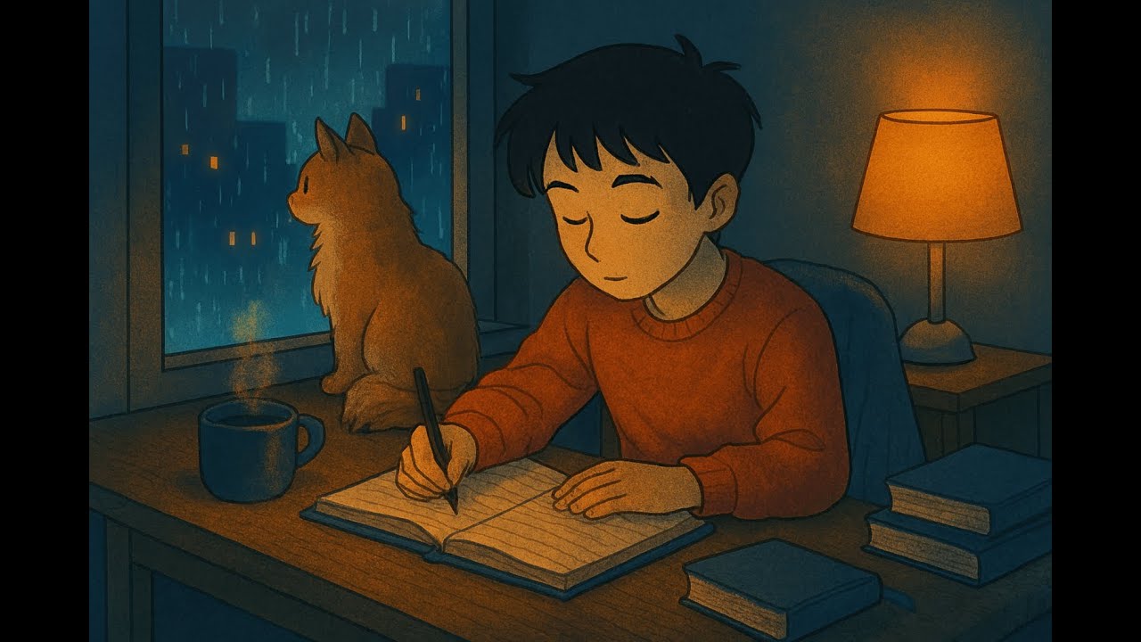 Midnight Study with Rain ☕🌧️