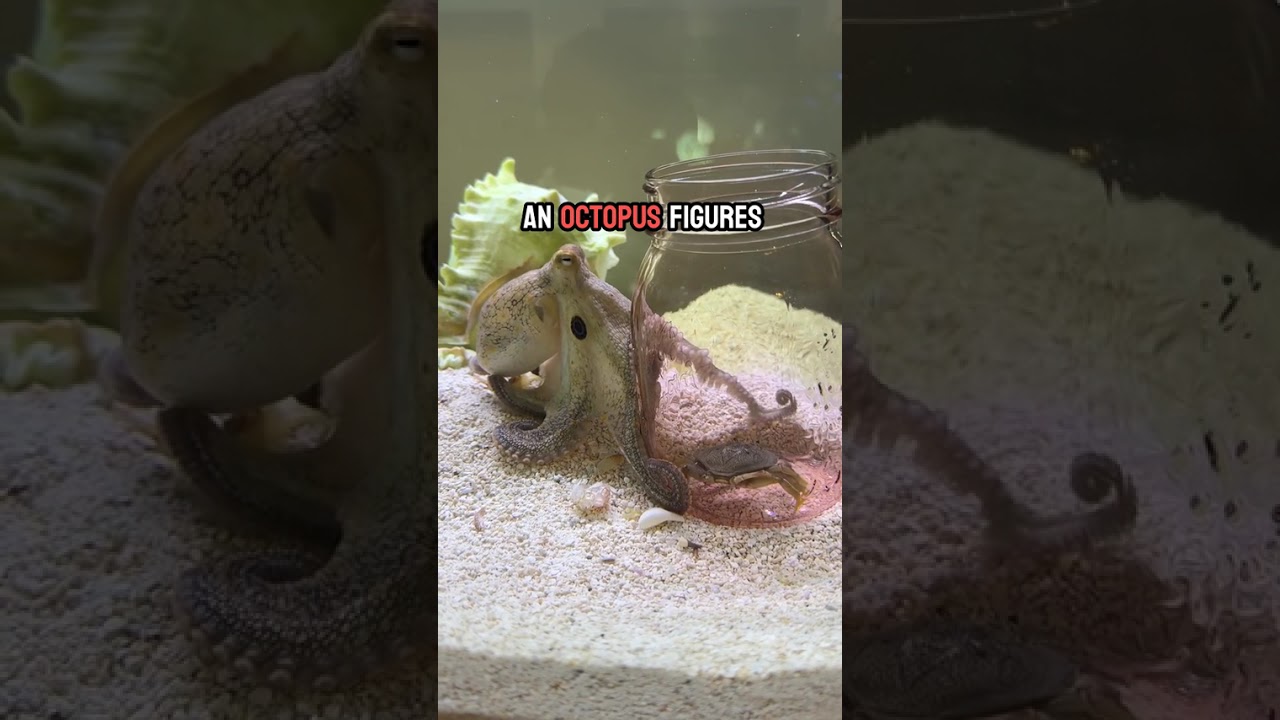 Tommy the octopus first jar feeding 