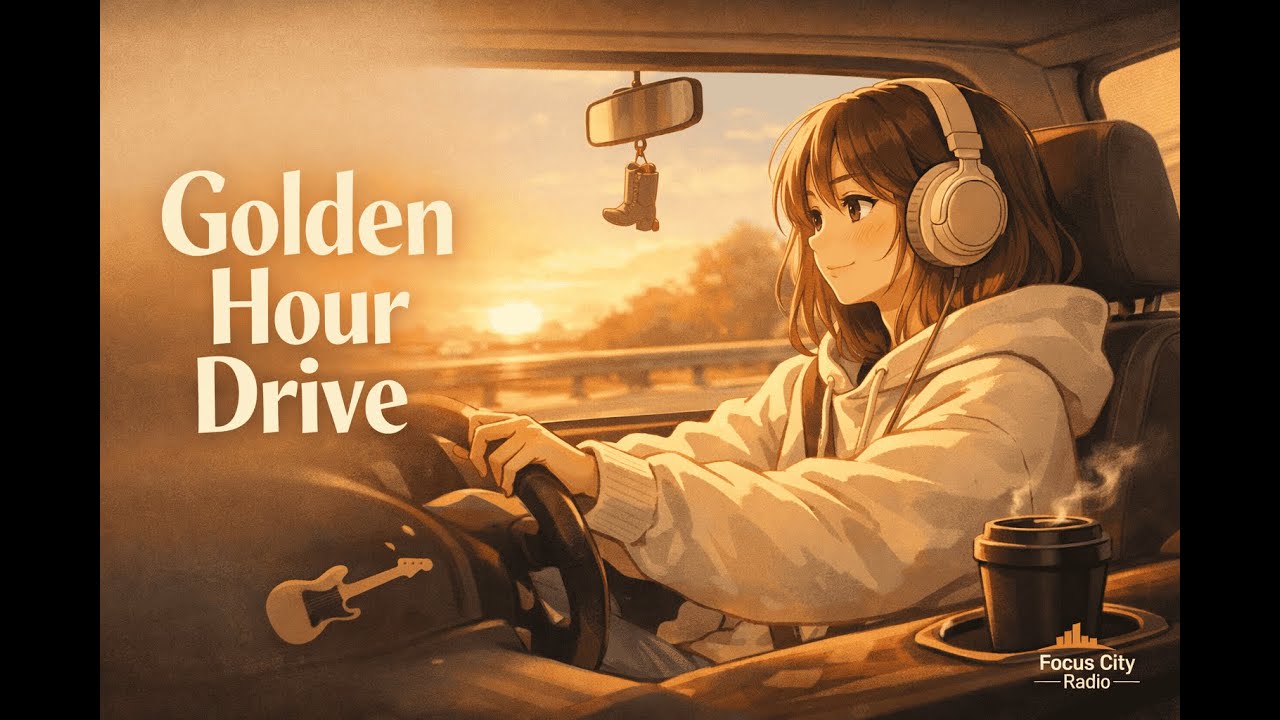 Golden Hour Car Drive 🌅 Melodic Chillout Lo-Fi Beats for Focus & Relax
