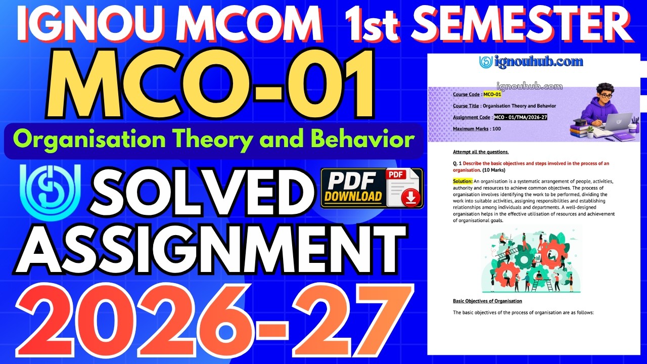 MCO-01 Solved Assignment 2026-27 | IGNOU MCOM 1st Semester Assignment Solution |July 2026 & Jan 2027