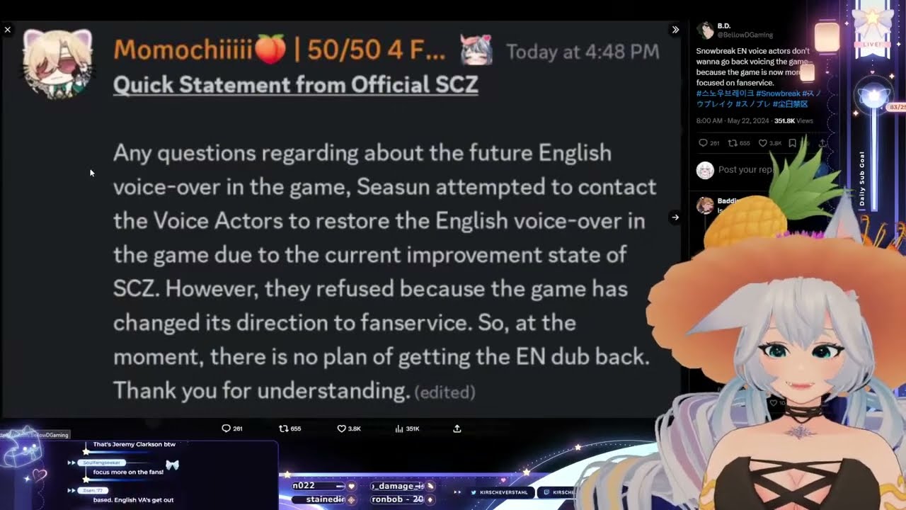 Kirsche reads about Snowbreak EN VA refusing to do job