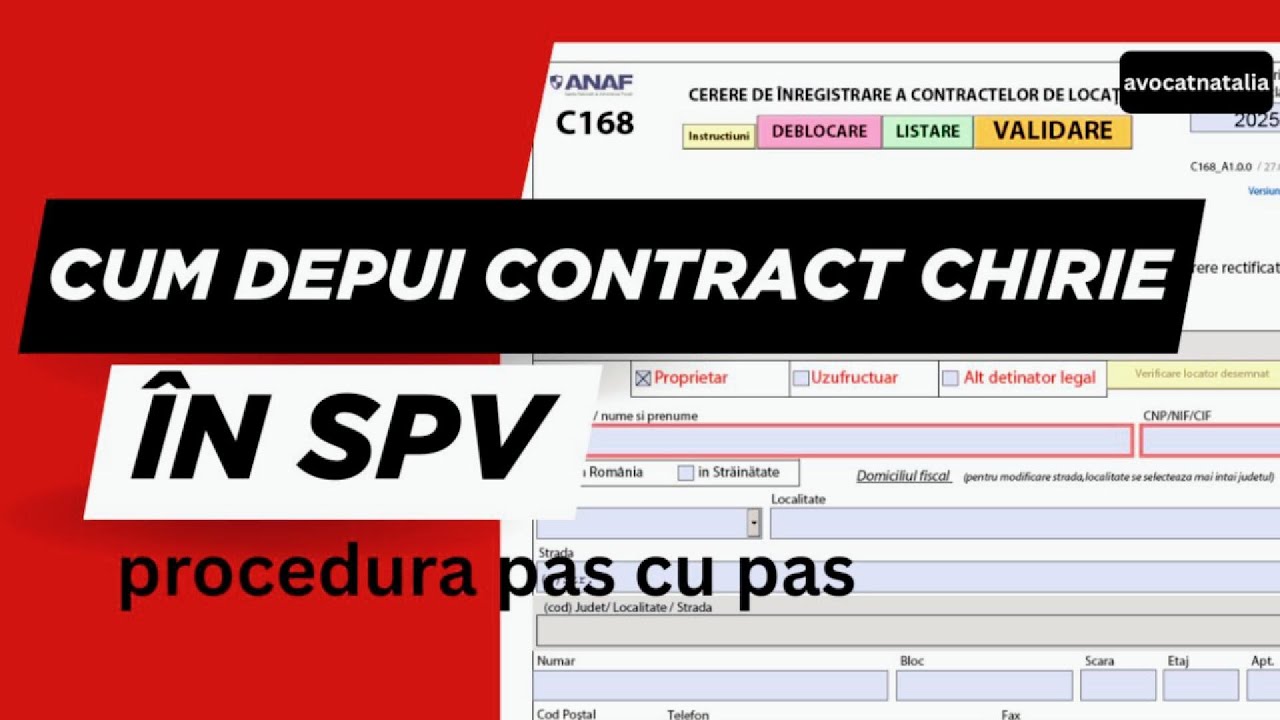 Depunere Contract Chirie la ANAF Online + Completare formular C168