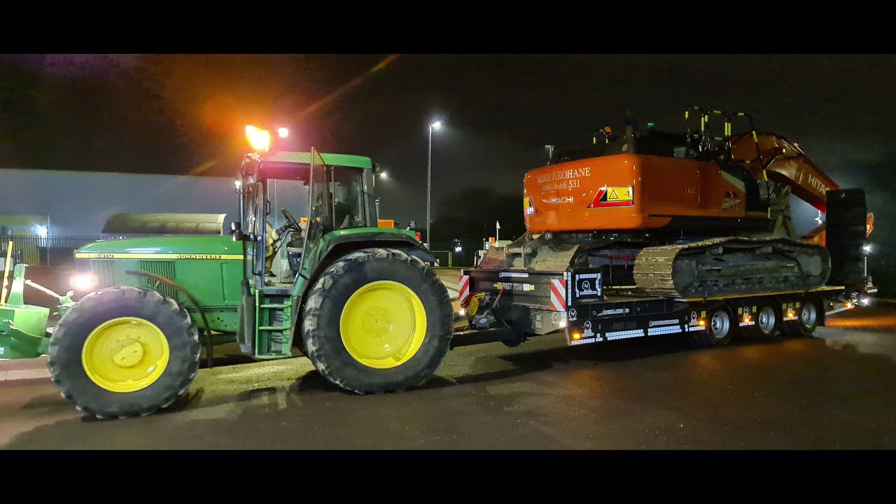 Brand new 33 tonne Hogg low loader gets its first taste of Irelands first new Hitachi 210/7