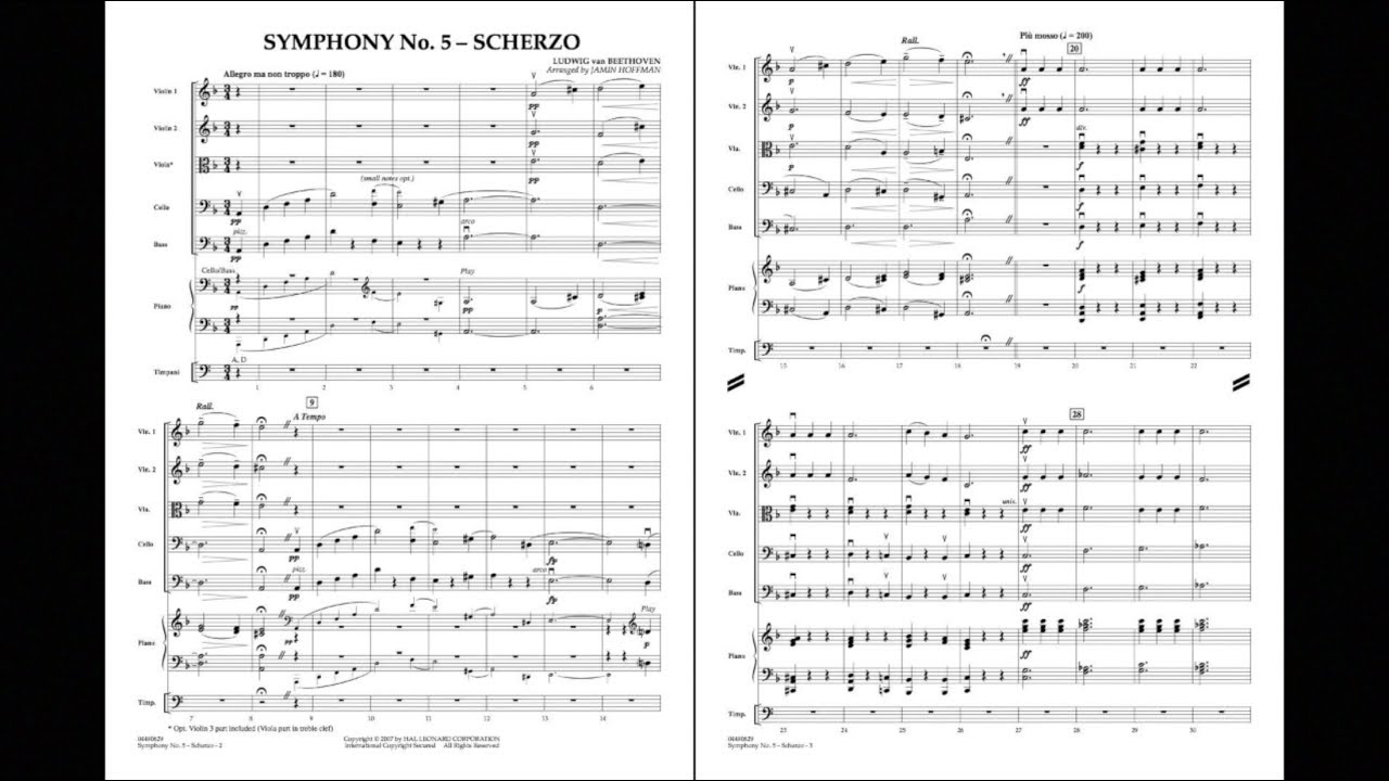 Symphony No. 5 - Scherzo by Ludwig van Beethoven/arr. Jamin Hoffman