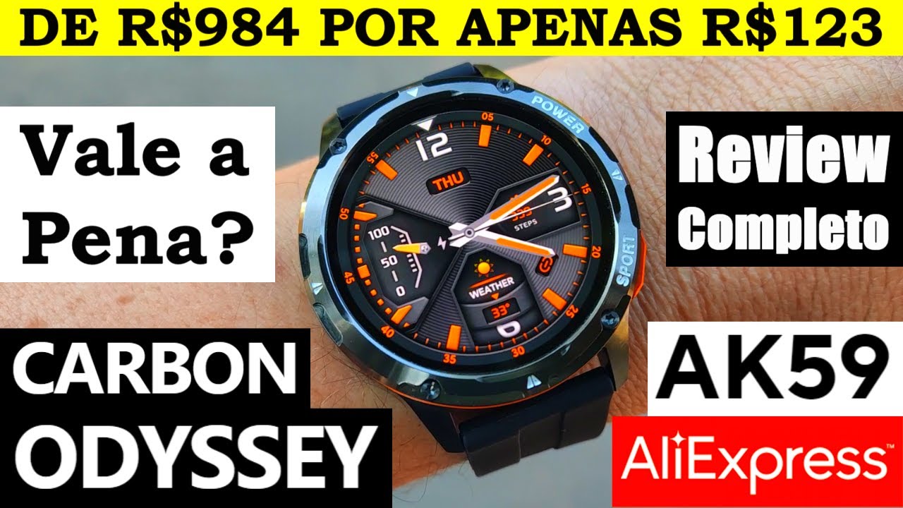 REVIEW COMPLETO SMARTWATCH AK59 O CARBON ODYSSEY DO ALIEXPRESS! VALE A PENA COMPRAR? &Agrave; PROVA D'&Aacute;GUA?