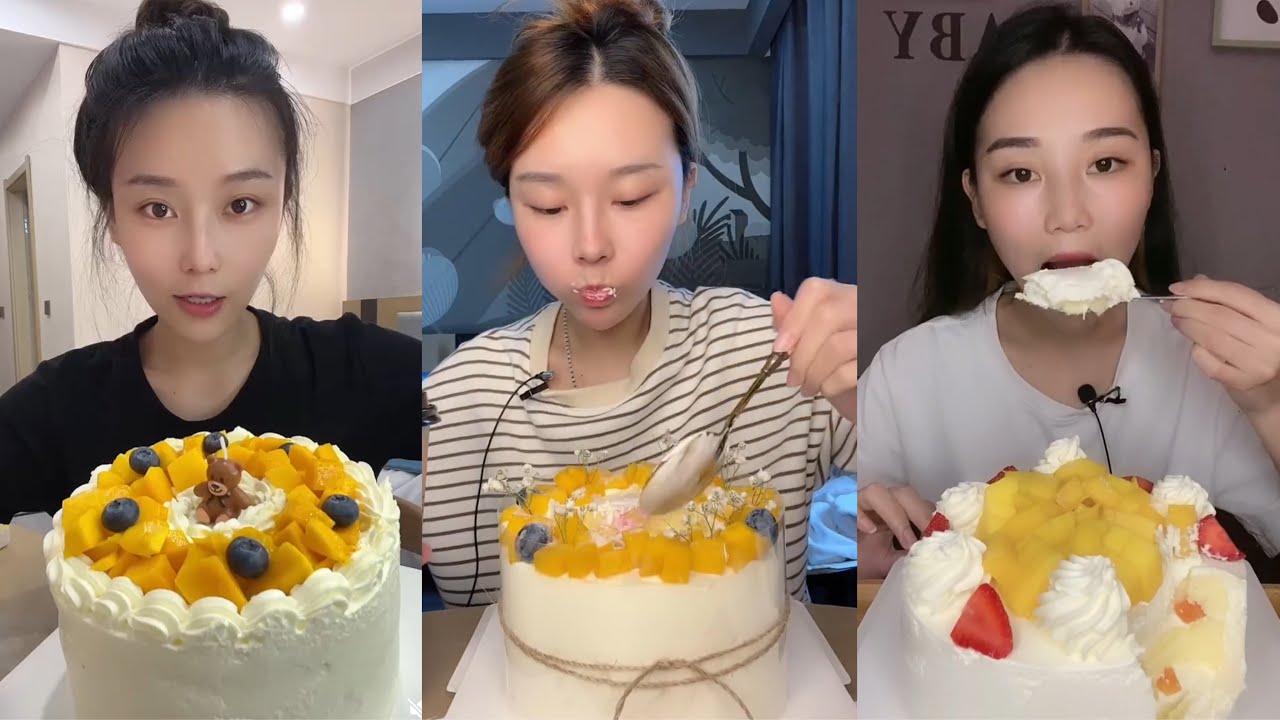 ASMR MUKBANG - MUKBANG SOUND - EATING MANGO CREAM CAKE