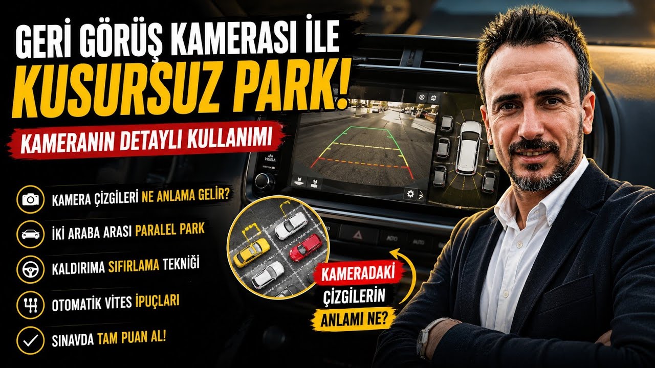 GERİ GÖRÜŞ KAMERASI NASIL KULLANILIR, İKİ ARABA ARASINA SOLDAN PARALEL PARK ETME,KALDIRIMA SIFIRLAMA
