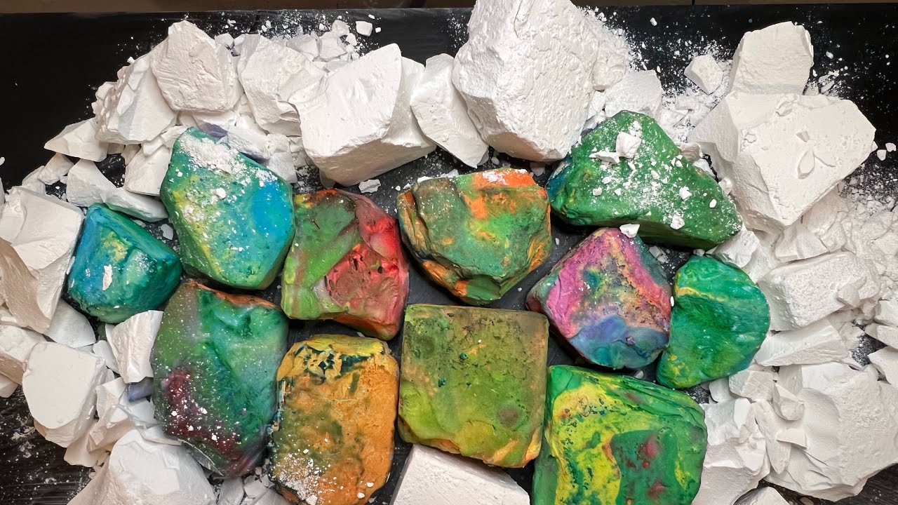 Dyed Jumbo Chunks paired with Pj freshies| Gym Chalk | ASMR| 
