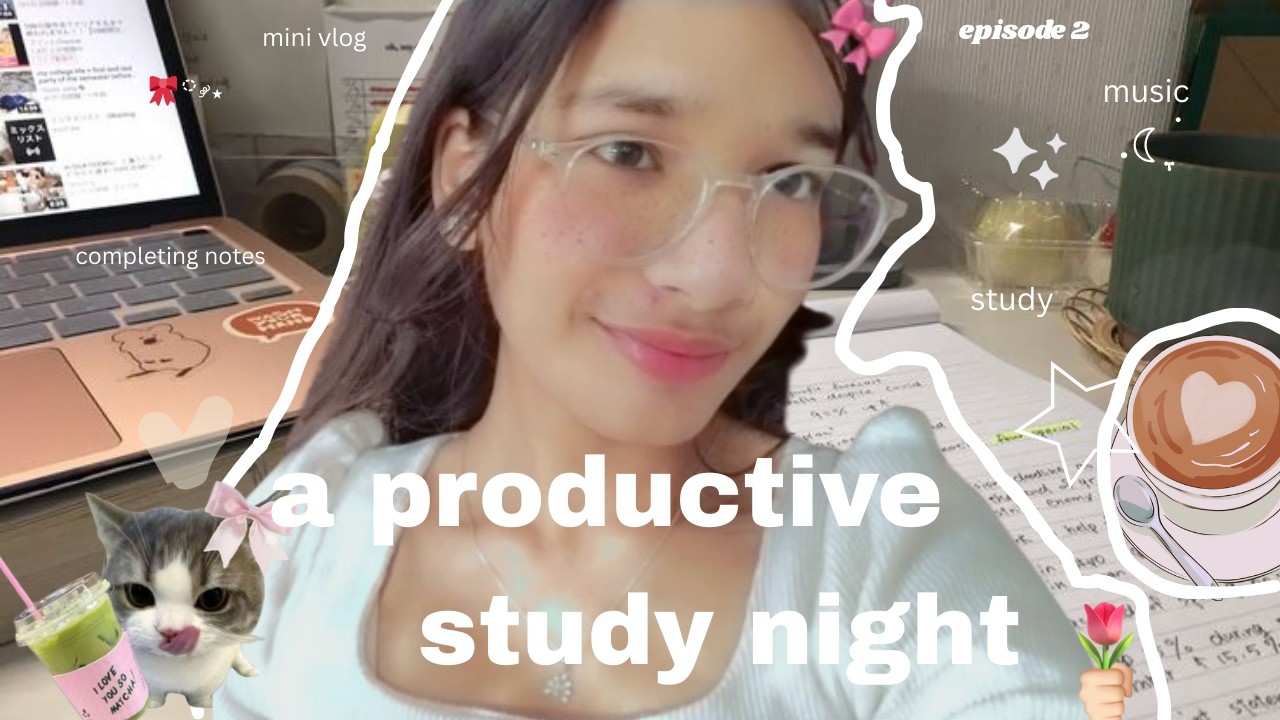 CRAMMING !!𐙚 realistic night study (mini vlog) ˚.🎀༘⋆