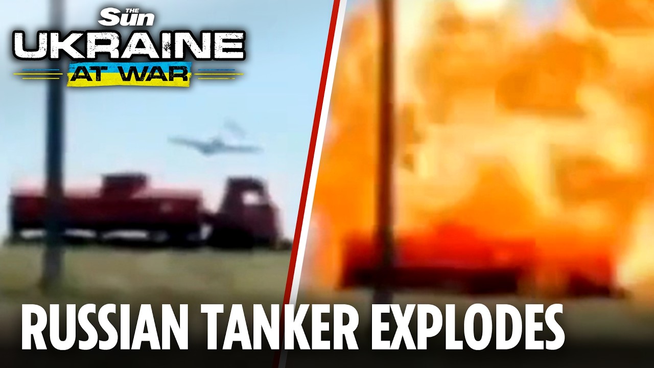 Moment Russian oil tanker explodes into flames as Ukraine targets Putin's oil supply