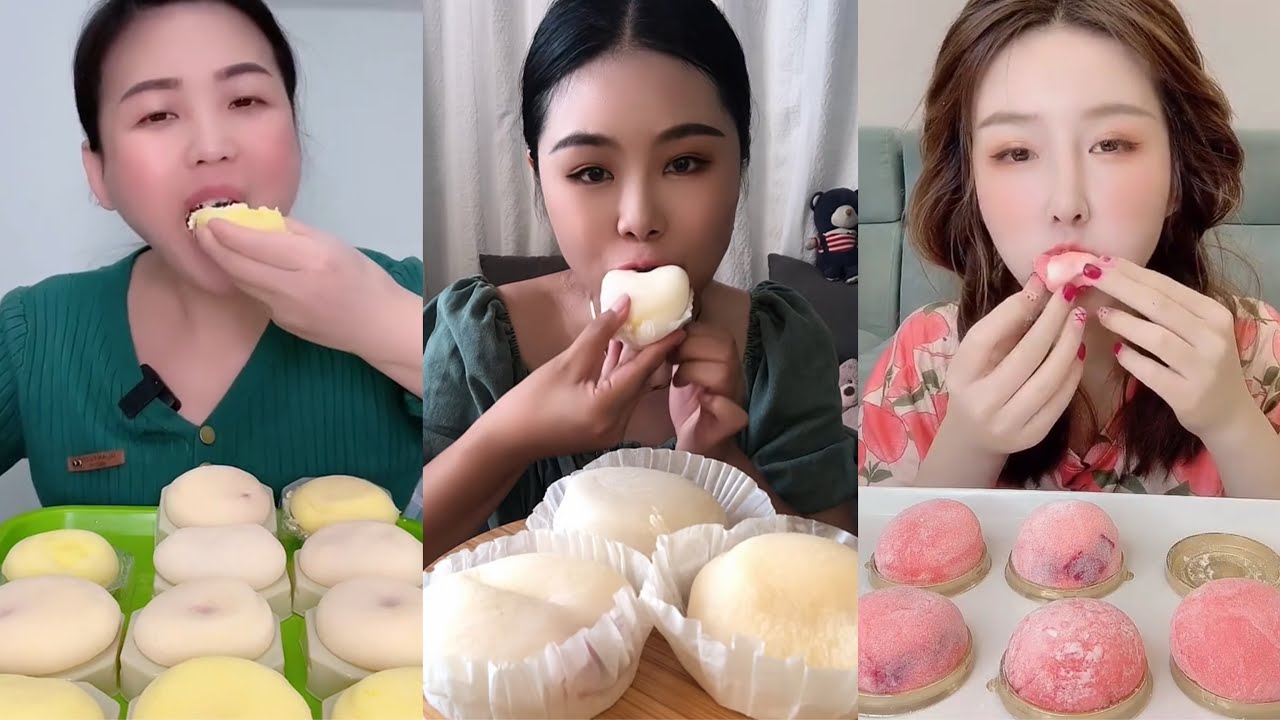 ASMR Mukbang Snow Skin Mochi & Soft Milk Bun – Fluffy Sweet Dessert Eating Sounds