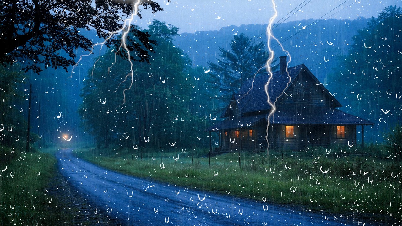 Serena Tormenta en no Telhado con Lluvia Fuerte | Sueño Natural y Reducción del Estrés [No Music]