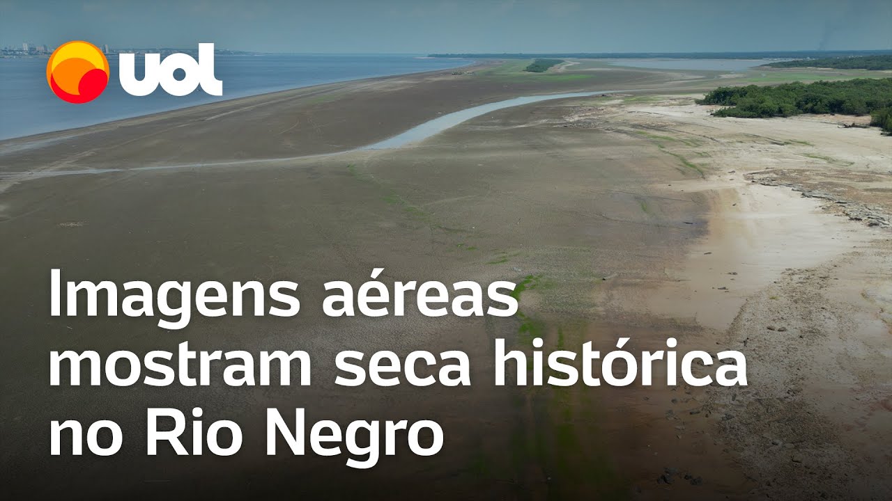 Imagens aéreas mostram seca histórica no Rio Negro; veja vídeo