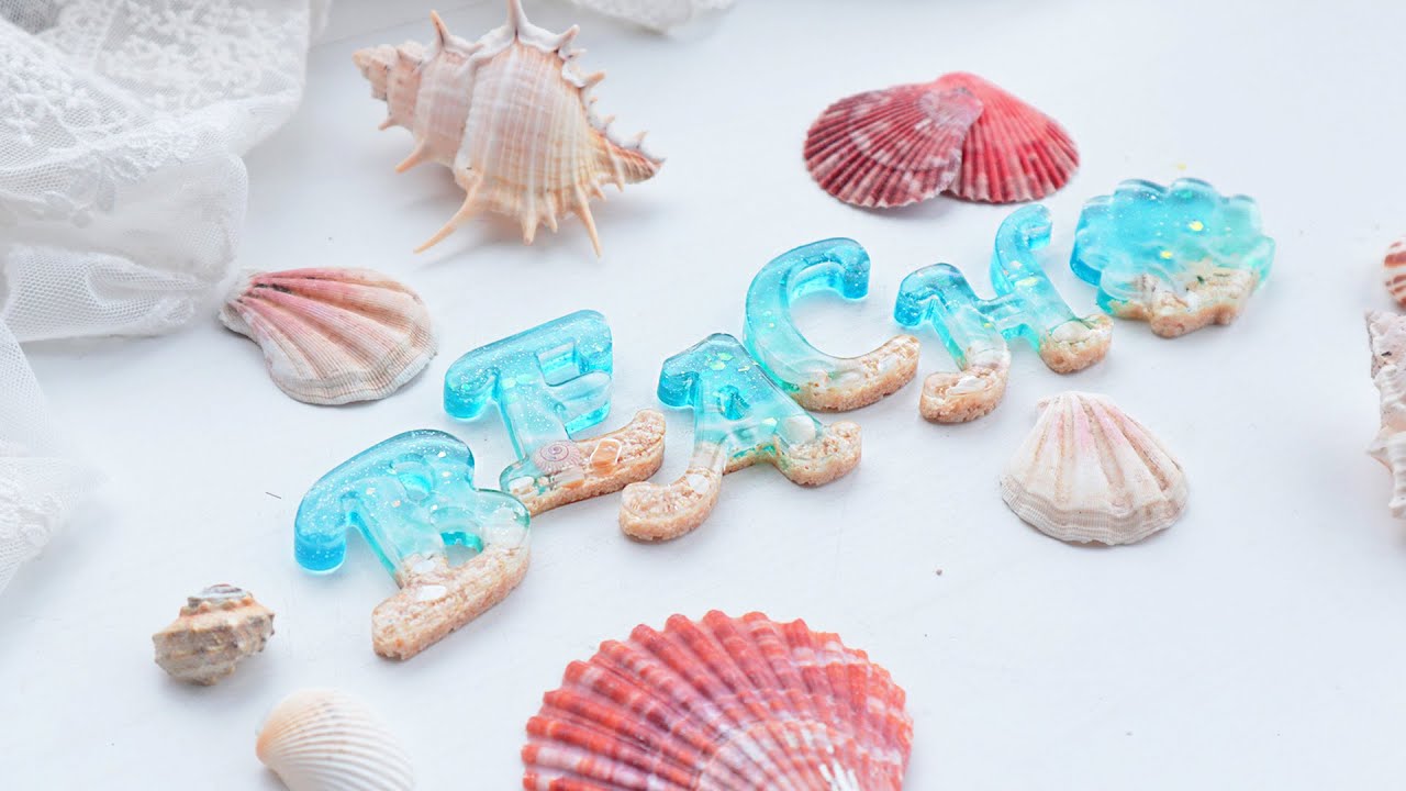 (eng)3D 그래픽 재질🌊🌴제주 바다 한 웅큼! 반짝반짝 젤리같은 이니셜 데코 만들었어요
