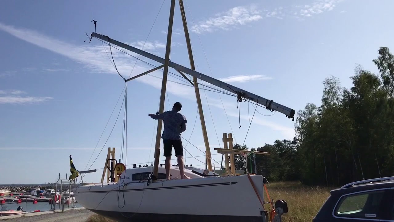 How to raise and lower the mast on a Elan 210, or any trailerable sailboat, alone.
