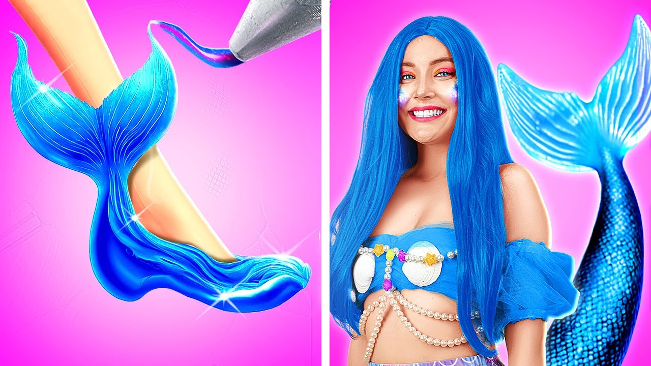 💙 JAK ZOSTAĆ MAŁĄ MERMAIDĄ 🧜&zwj;♀️|| Totalna metamorfoza z hackami i uroczymi rękodziełami od 123 GO!
