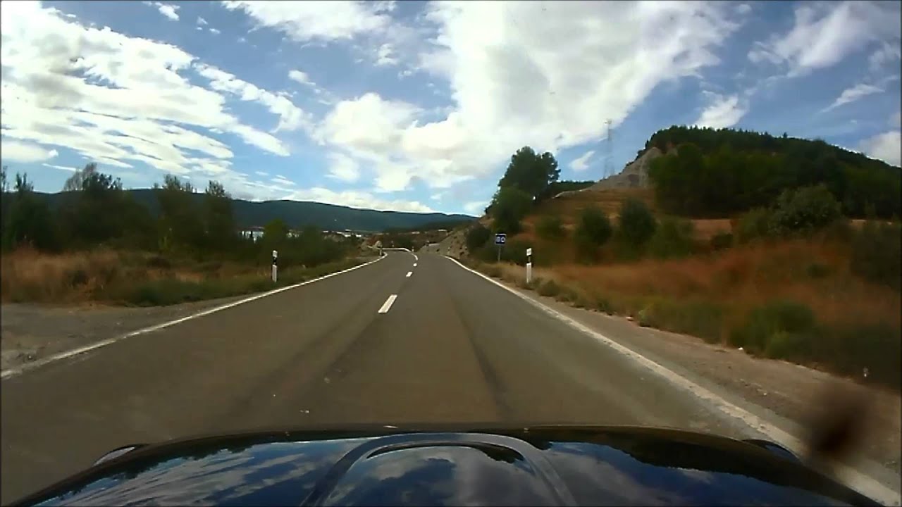 Driving the N-240 past Lake Embalse de Yesa