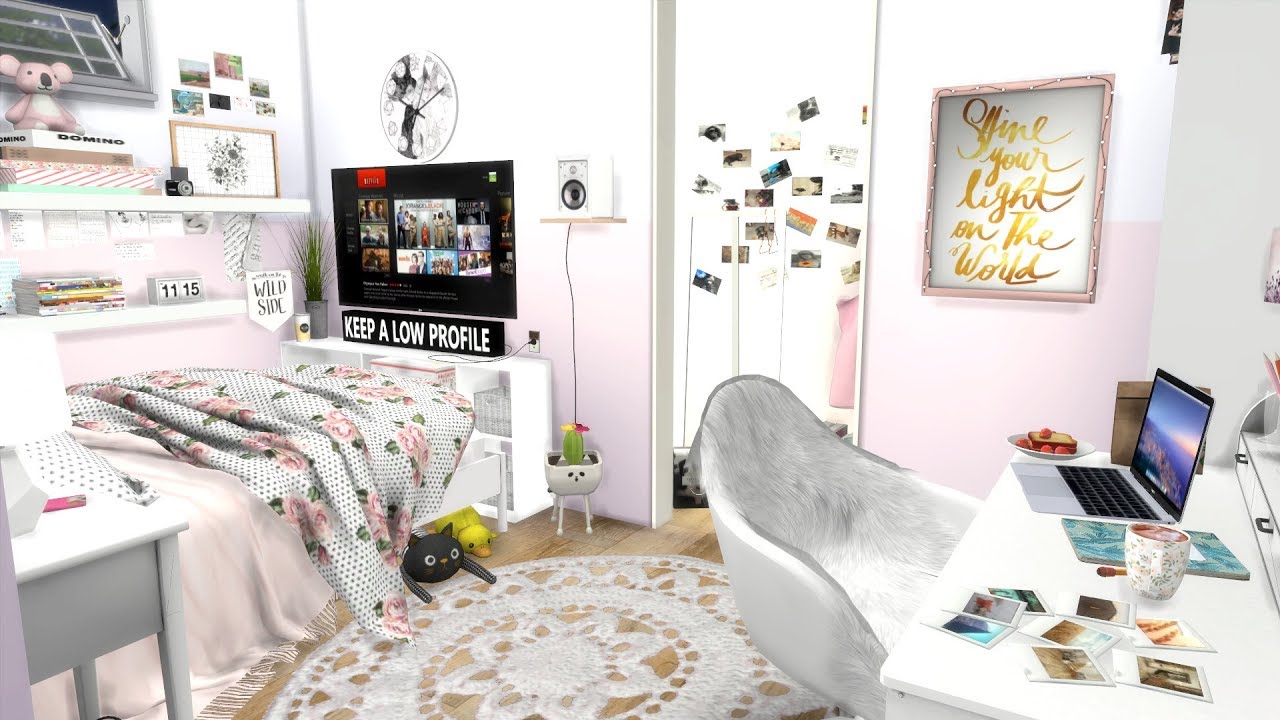 The Sims 4: Speed Build // GIRLY TEENAGE BEDROOM
