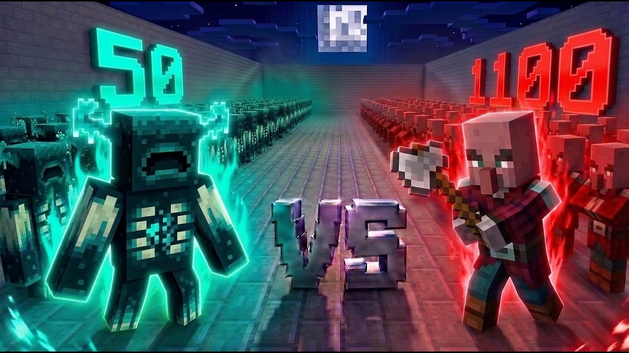 50 Wardens vs 1100 Vindicators - Ultimate Minecraft Mob Battle (15 Rounds)