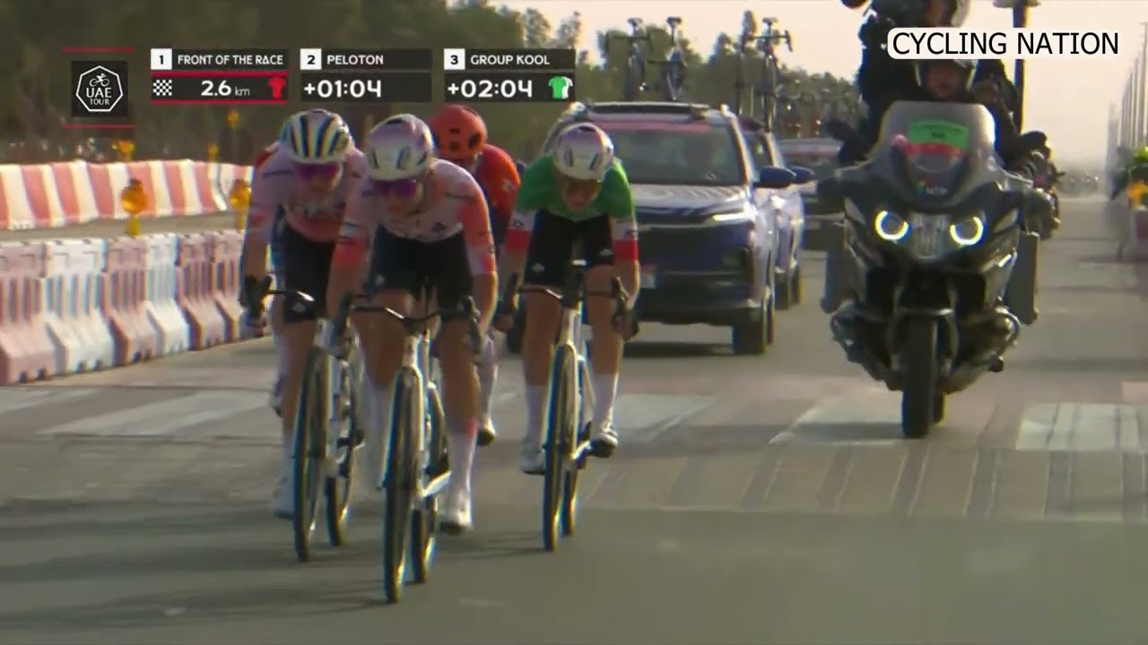 DRAMA at UAE Tour Women 2025! Echelon from start to finish! #epic #cycling #drama