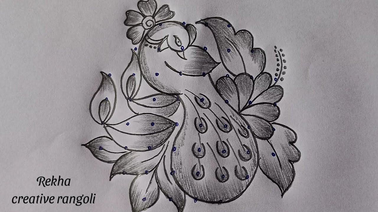 beautiful peacock rangoli  | azhagu mayil kolam | easy rangoli designs @rekhacreativerangoli