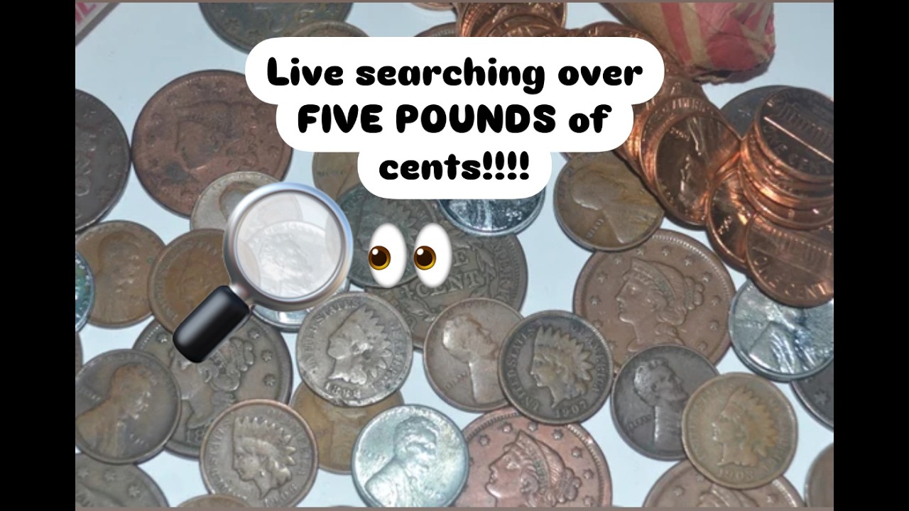LIVE SEARCHING OVER 5 POUNDS OF CENTS!! #coins #treasurehunt #rarecoins #coinroll #coin