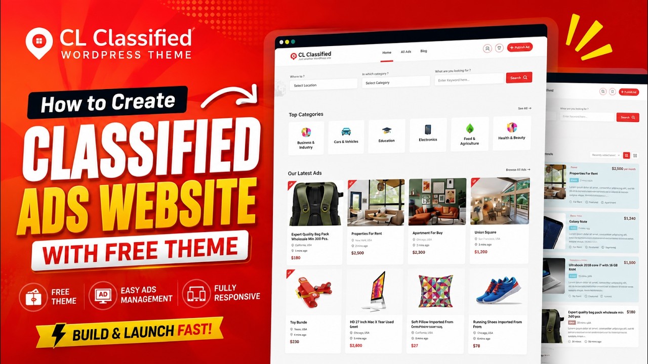 How to Create Classified Website with Free CL Classified  WordPress Theme