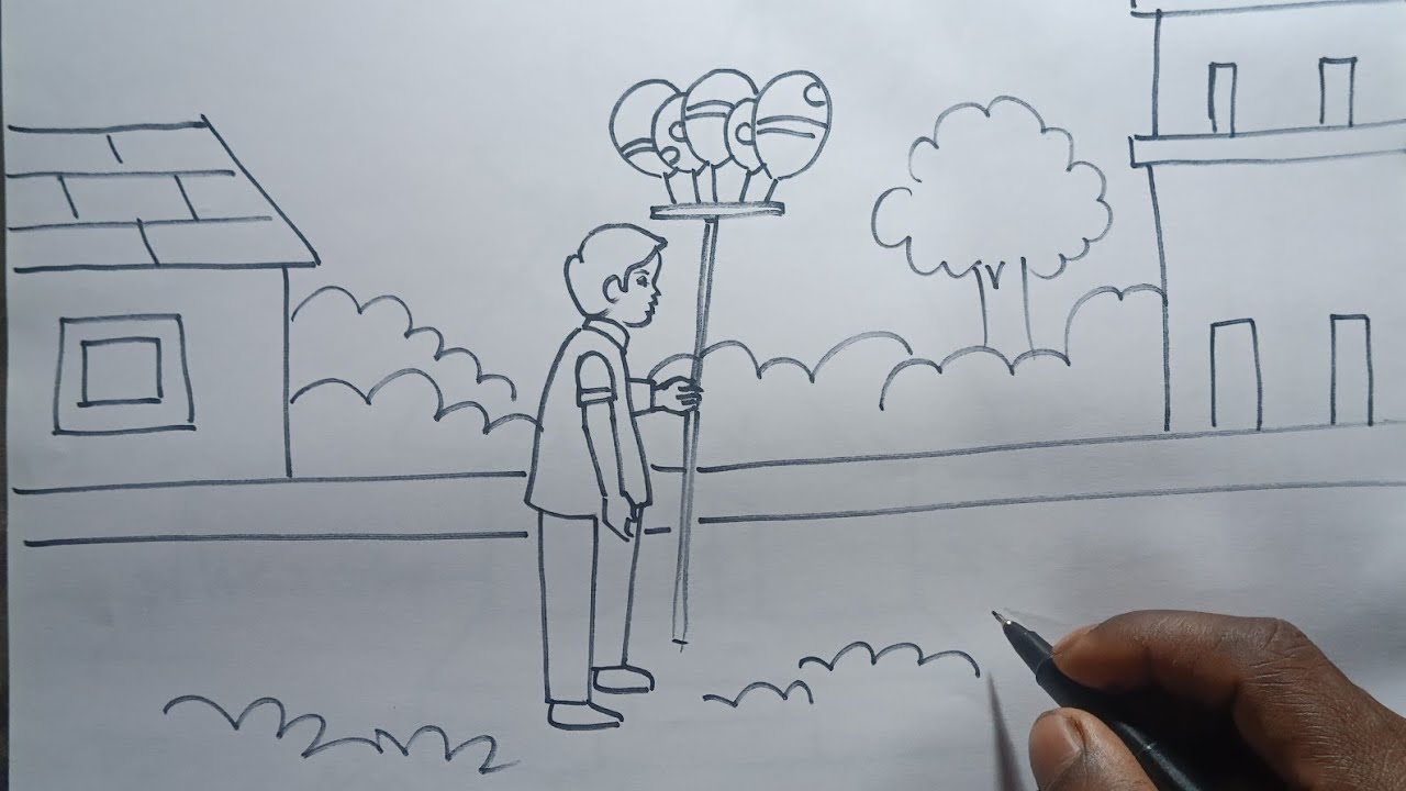 How to Draw Beautiful Village Scenery Step by Step for Beginners