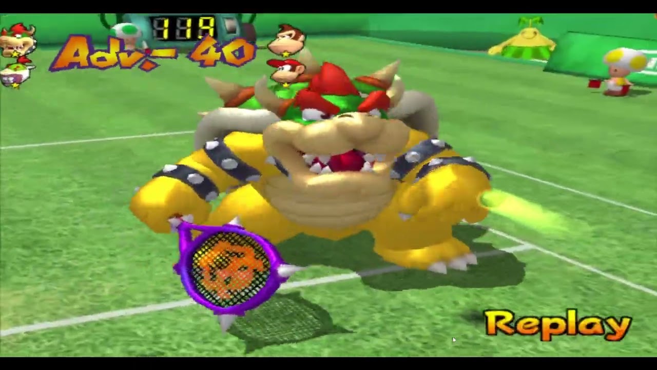 Mario Power Tennis - Semifinals - 2 Bowser/Bowser Jr. v 3 Donkey Kong/Diddy Kong