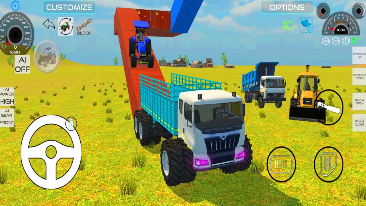 🔥 Realistic JCB and tractor 🤯 Unloading Stone from truck dumpher 🚒#tractorvideo #truckdriving #jcb 