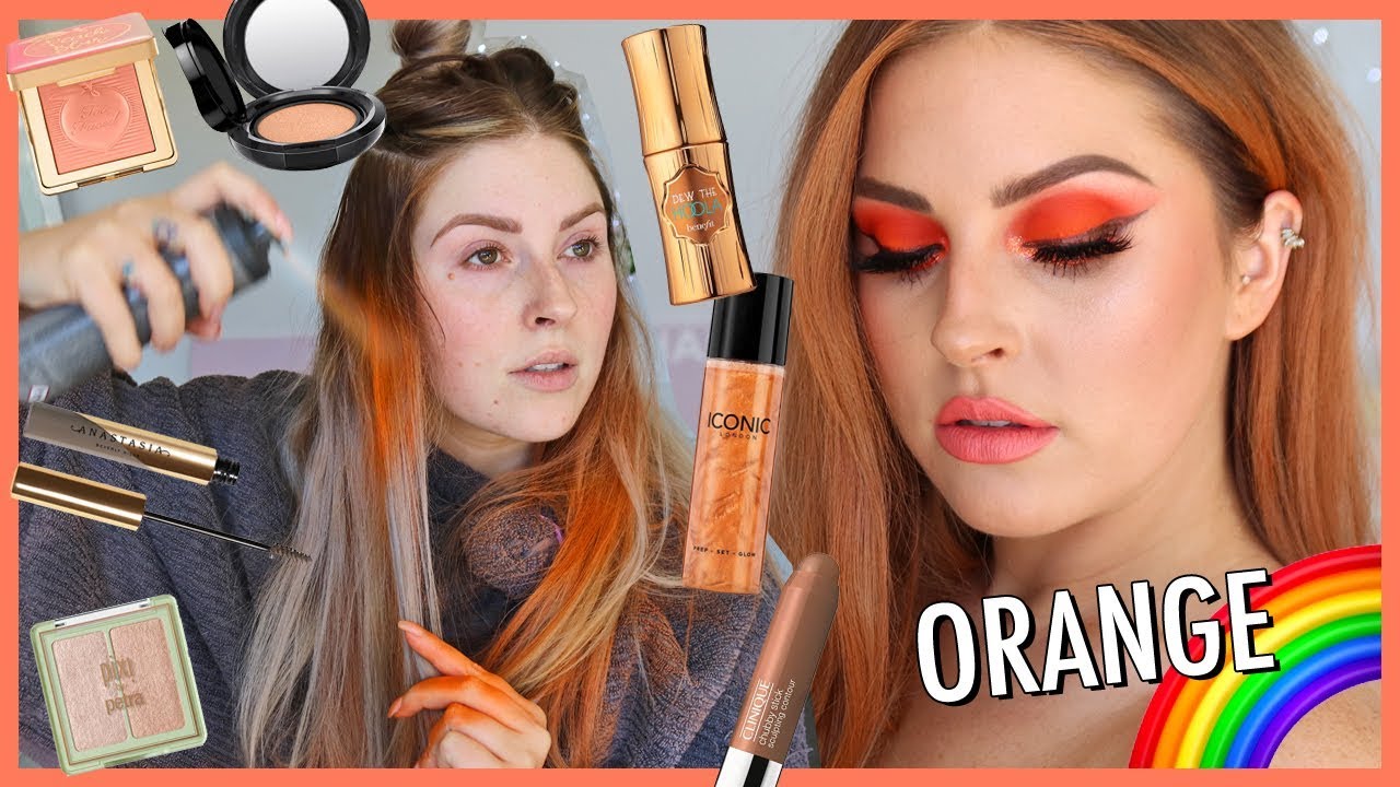 Оранжевый монохромный макияж 🍊🌈 Радужная серия