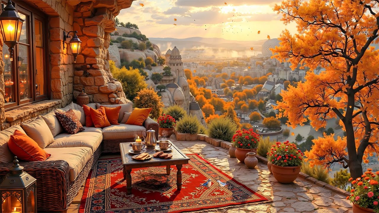 [Autumn Morning Jazz]☕ Golden Sunrise in Turkey | Soft Piano & Warm Autumn Caf&eacute; Atmosphere