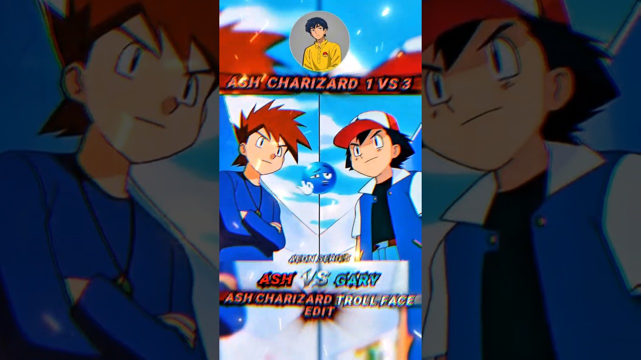 ASH CHARIZARD 1 VS 3 TROLL FACE EDIT || ASH VS GARY CHARIZARD EDIT😈 #pokemon #ash #charizard #shorts