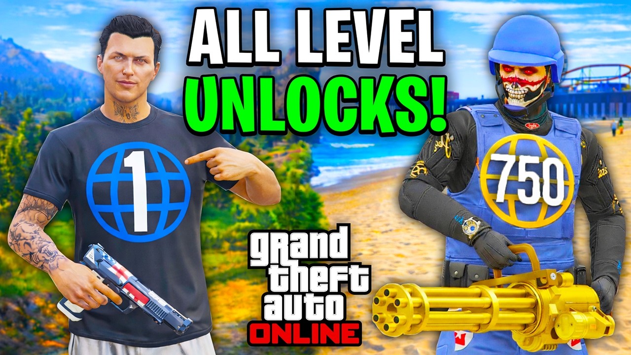 ALL Unlocks From Level 1 To 750 (Hidden Unlocks GTA 5 Online)