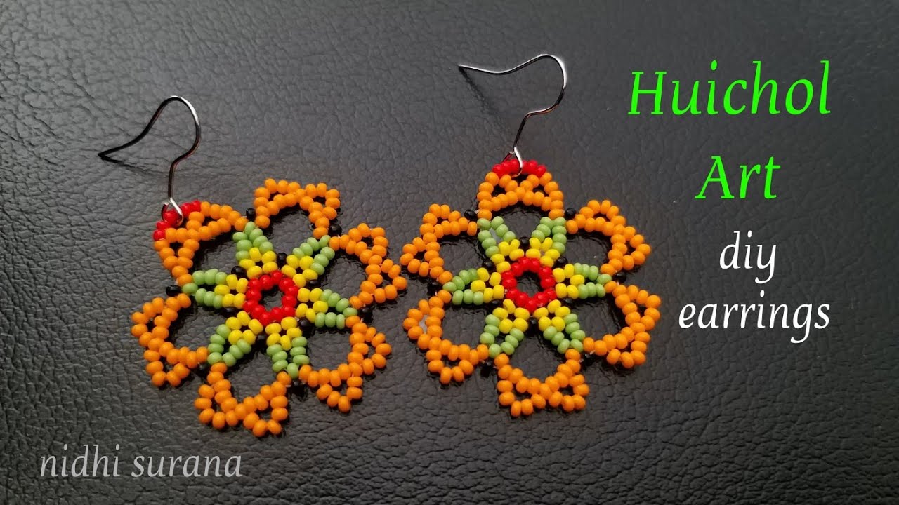 ⚜️ Huichol Art, Seed Bead Earrings || Aretes Tutorial DIY (0331)