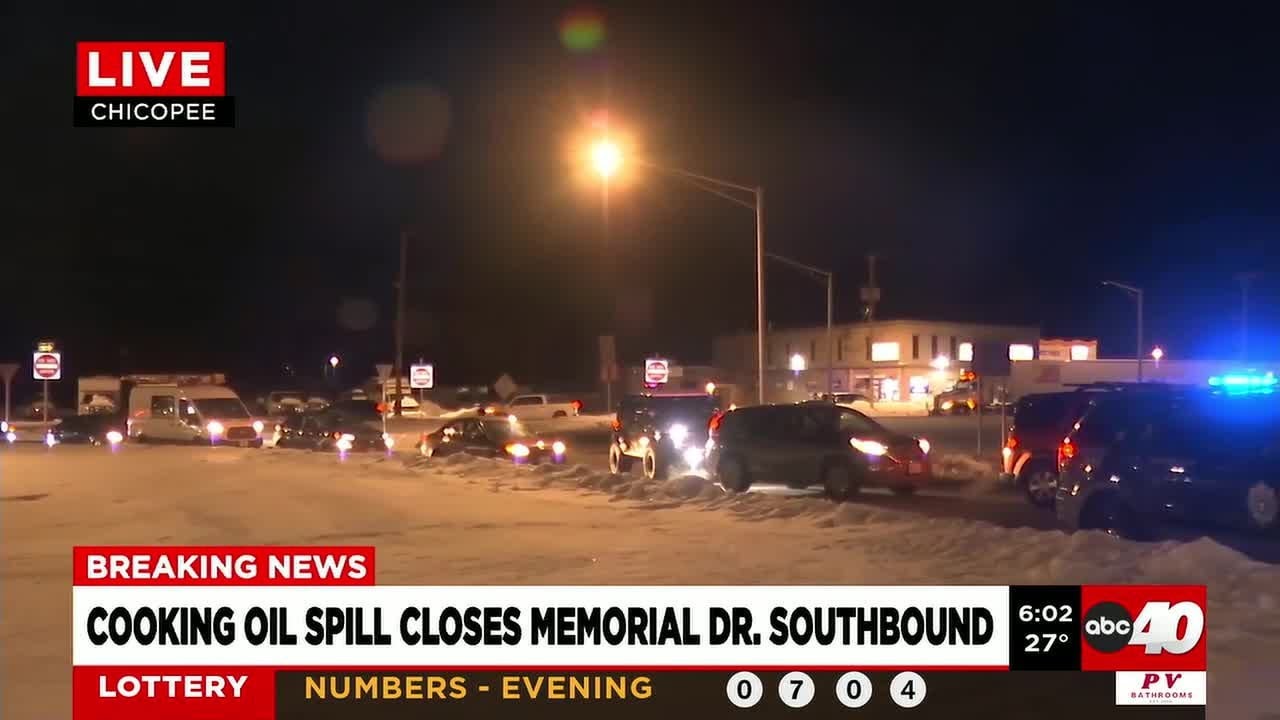 Cooking oil spill in Chicopee causes traffic delays