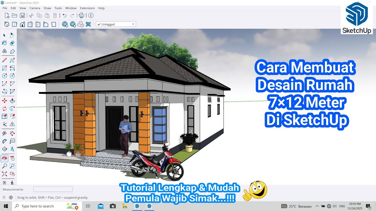 Cara Membuat Desain Rumah Ukuran 7×12 Meter di SketchUp || Tutorial Lengkap & Mudah