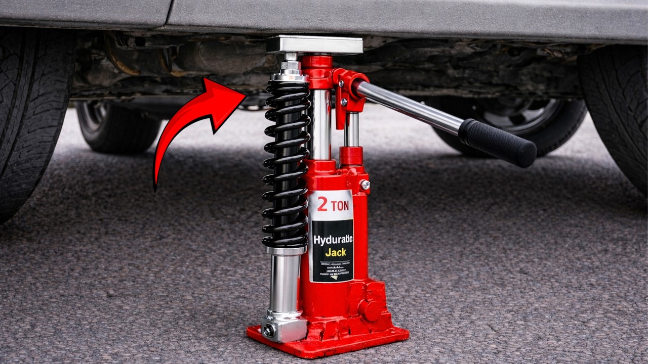 This Welder's Crazy Idea! A Simple DIY shock Absorber And Car Lift That Anyone Can Make.