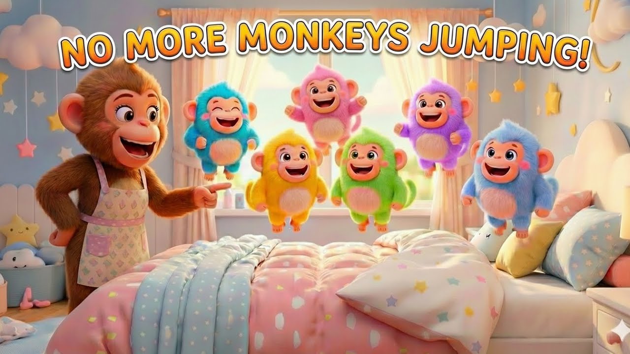 Five Little Monkeys Jumping on the Bed 🐒🛏️ |  Six Monkeys Version | Fun Kids Rhyme