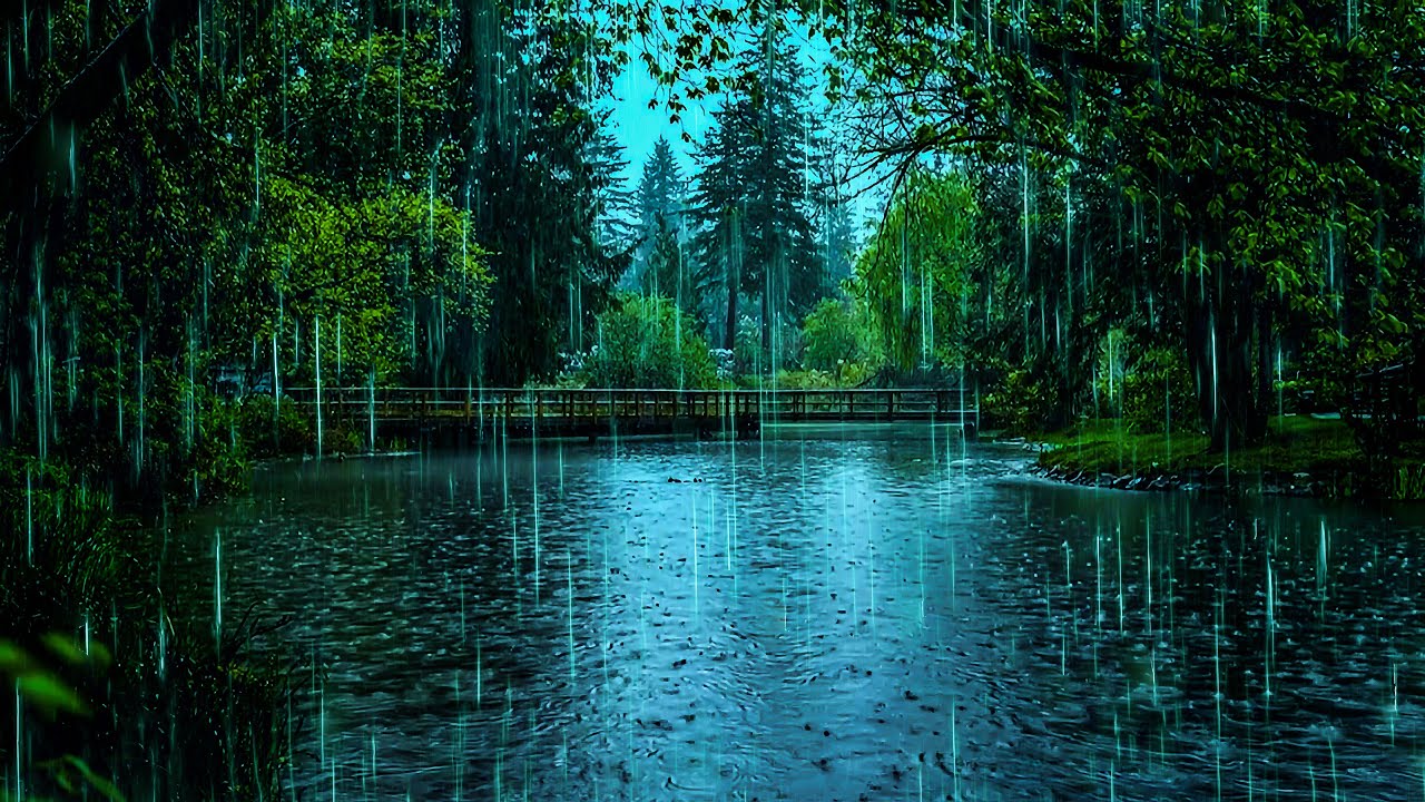 Calm Your Mind with Heavy Rain on Lake in Forest | ASMR Forest Rain, Deep Sleep Rain