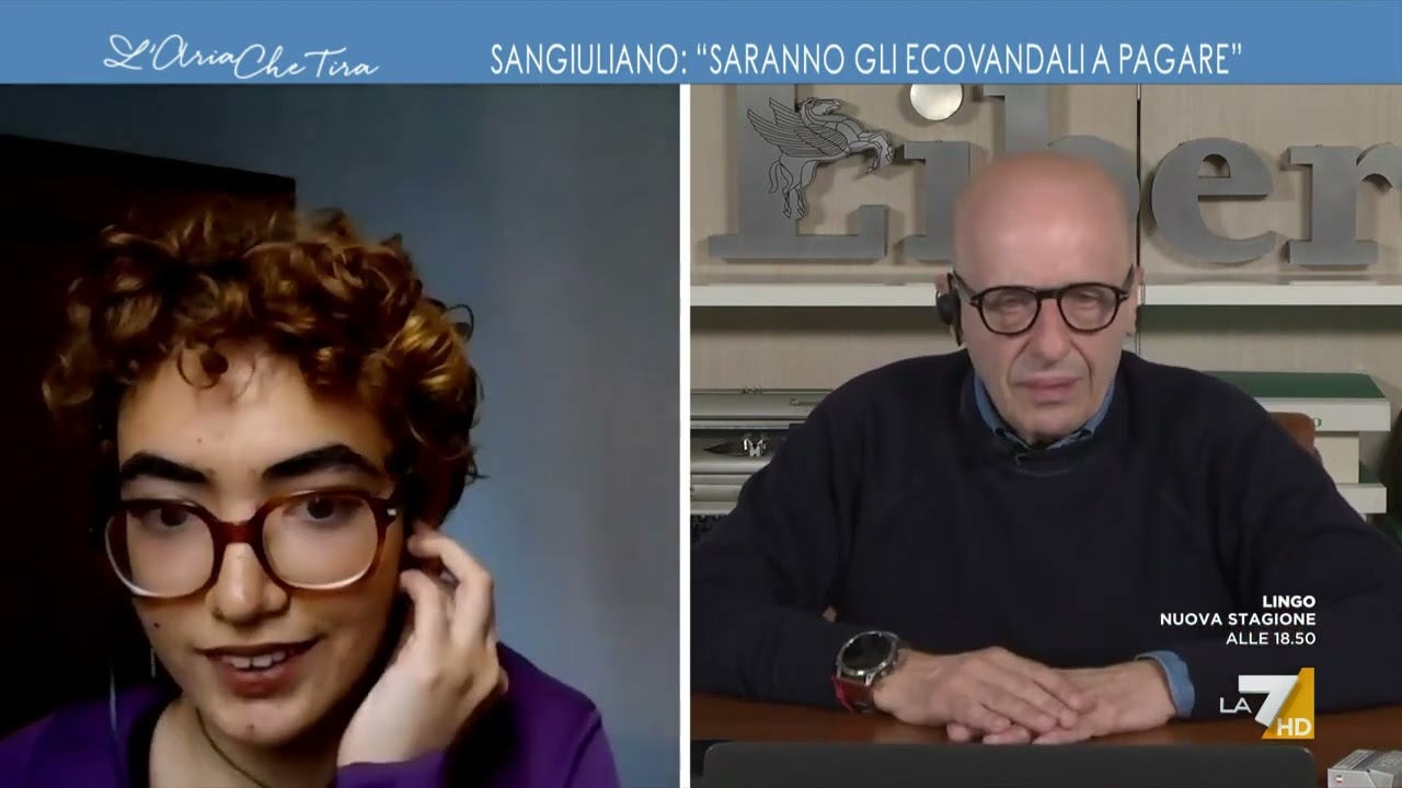 Alessandro Sallusti contro l'attivista di Ultima Generazione Bjork Ruggeri: 