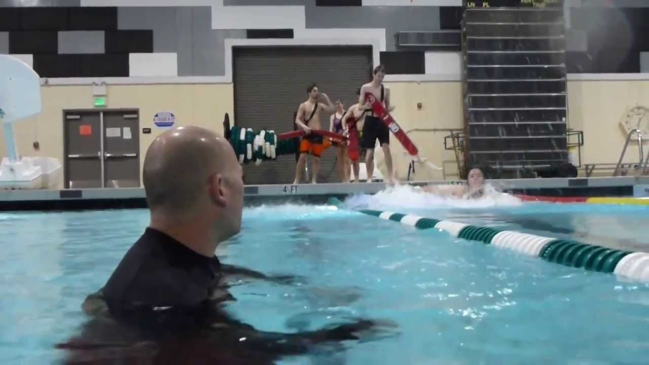 Lifeguarding Drill: Speed Rescue, Head High Front Crawl with Rescue Tube Trailing