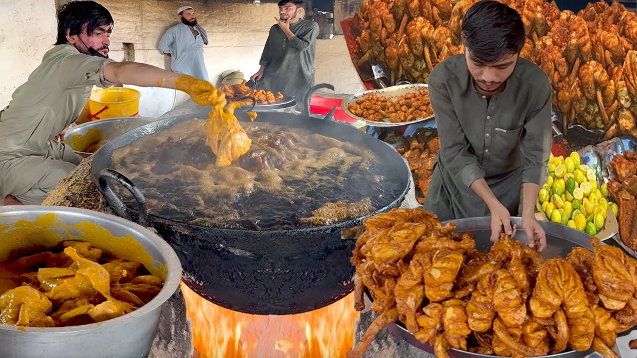 BIGGEST PESHAWARI FRIED CHICKEN PAKORA RECIPE & MAKING | STREET STYLE TASTY CHICKEN ROAST