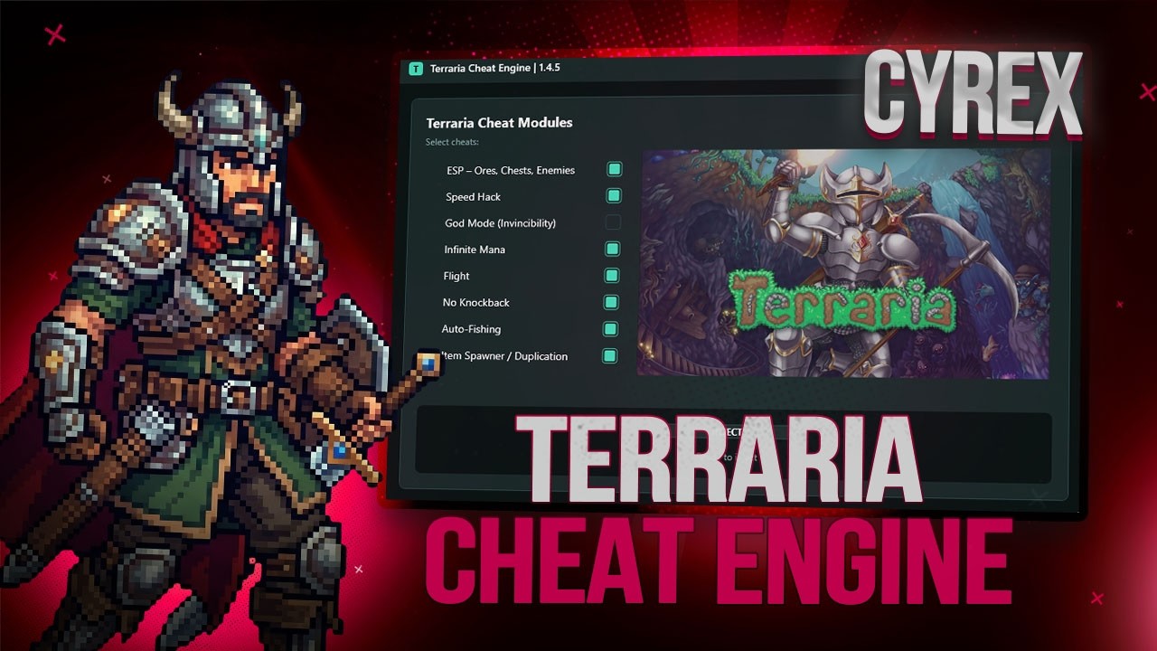 Terraria Cheat Engine | Terraria 1.4.5 Cheat | Config: GOD MODE, ITEM SPAWNER & INFINITE RESOURCES