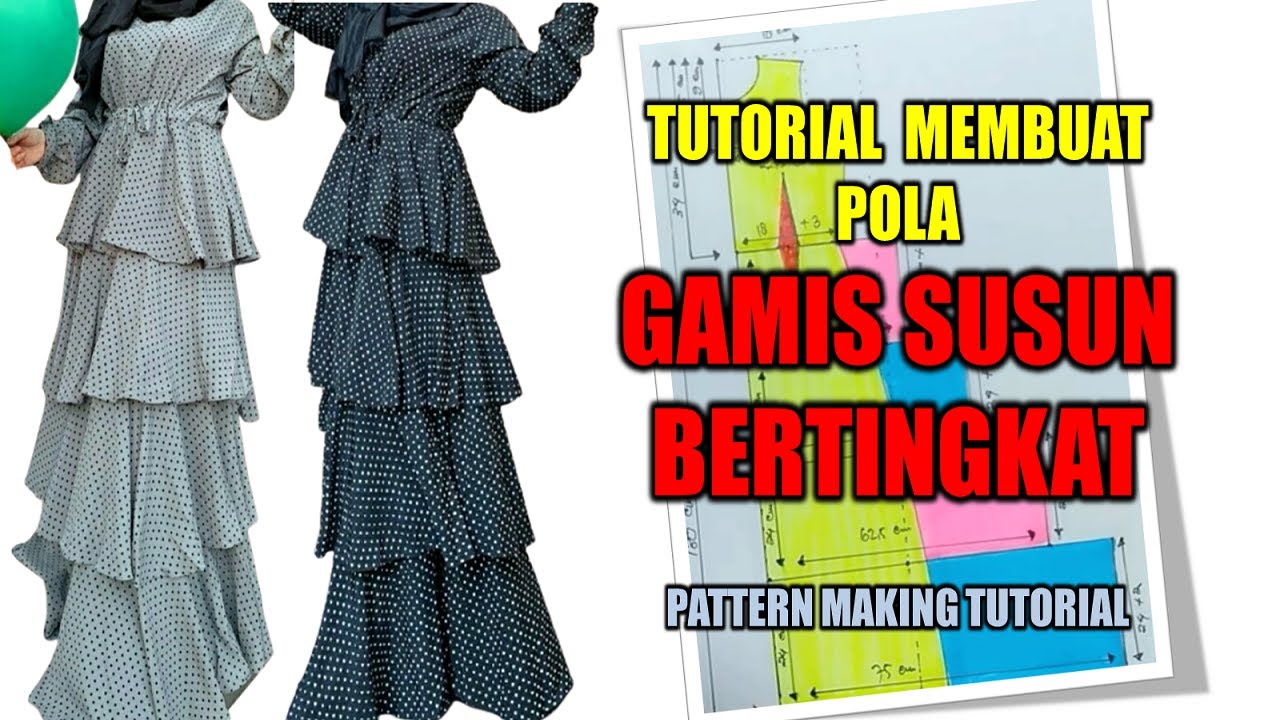 PECAH POLA GAMIS SUSUN BERTINGKAT 4 ~ PATTERN MAKING TUTORIAL