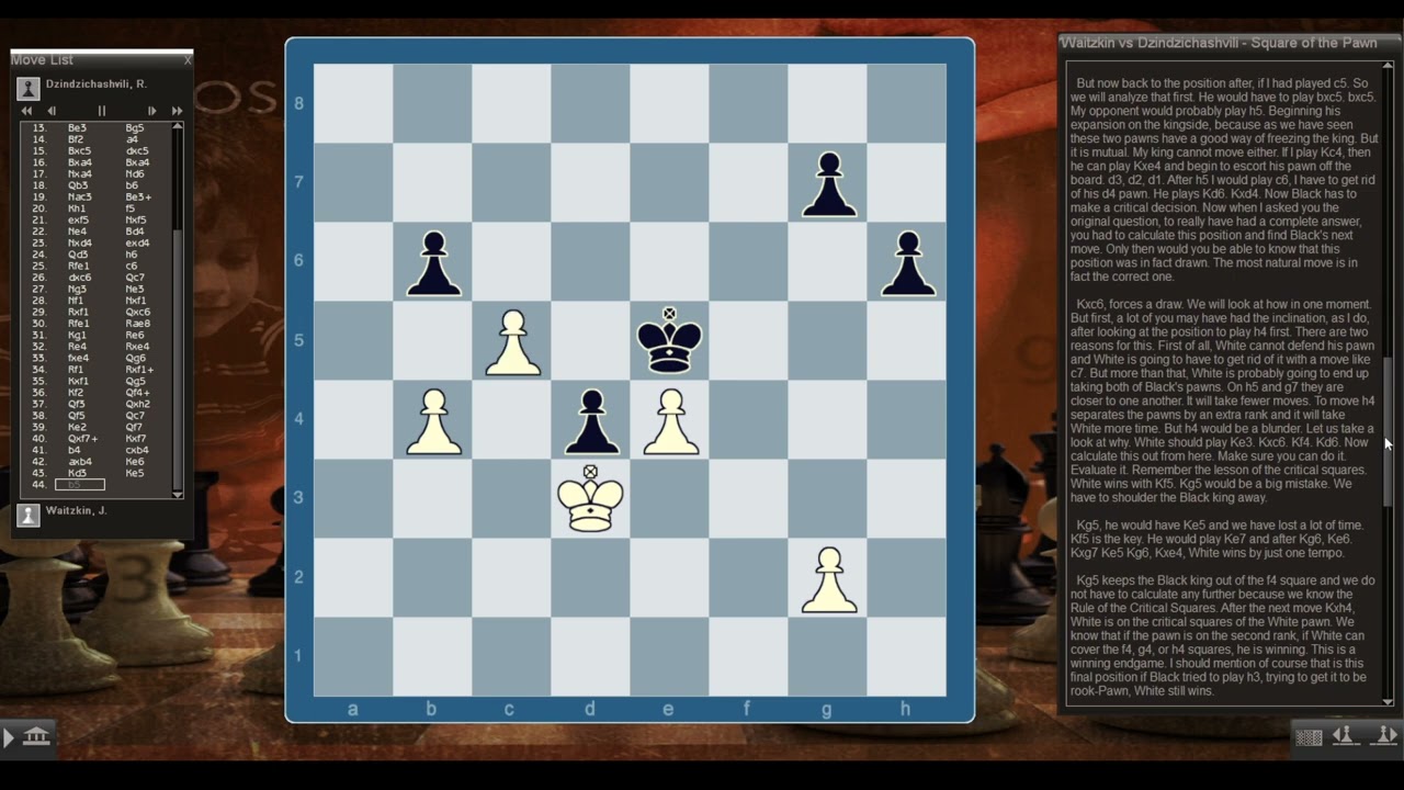Josh Waitzkin's Academy - Endgame Course - King and Pawn 4 (Square of the Pawn)
