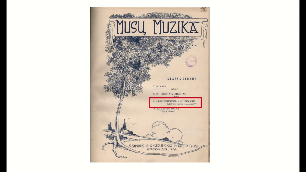 S. Šimkus. Kantata „Atsisveikinimas su tėvyne“ (1921)